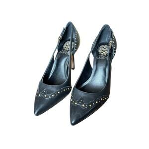 Vince Camuto Hally Studded Leather Cut Out Wingtip Stiletto Pumps 7.5